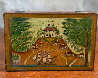 This lot features an antique wooden homeopathic apothecary box used to store various vials of homeopathic remedies. This box measures, 2.75” H x 7.75” W x 5” D.
