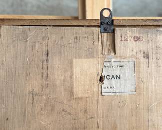 This lot features an antique clock made by the Waterbury Clock Company, with an advertising glass panel for Macdonald Jewelry Company. Appears complete with key, pendulum, instructions, and service records. This clock measures, 35” H x 16” W x 5” D. The Waterbury Clock Company factory is a historic complex of factory buildings in Waterbury, Connecticut. Development began in 1873, with the extensive plant serving as the company’s main manufacturing facility and headquarters until 1944.
