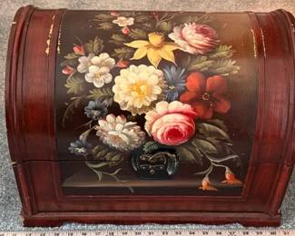 Vintage floral dome top chest. Two available in this auction