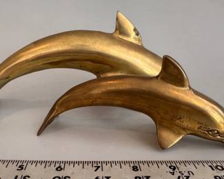 Pair of brass dolphins