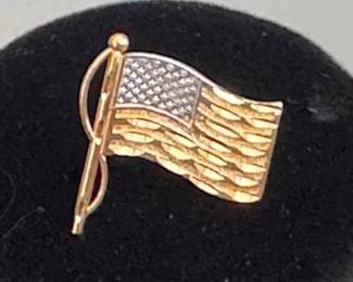 14k gold flag lapel pin