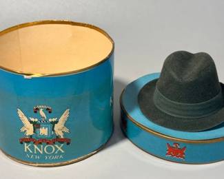 Vintage miniature fedora and Knox hat box