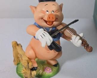 Disney porcelain fiddler pig from 'Three Little Pigs' collection