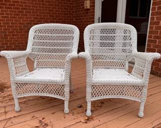 Pair of resin wicker chairs