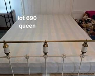 Queen brass and iron bed