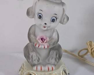 Vintage porcelain poodle light