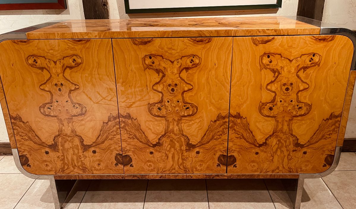 The Pace Collection Credenza - Burl Wood and Chrome