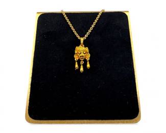 40 14KMayanFaceMaskPendantNecklace18Chain677g