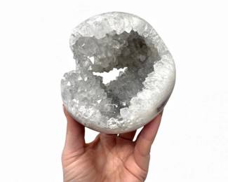 33 LargeQuartzGeodeSphereCarvingSparklingCrystalDisplay