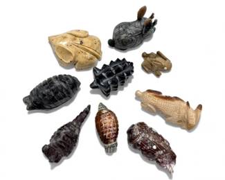 62 ZuniCarvedStoneFetishesinAnimalFormsMostlySigned