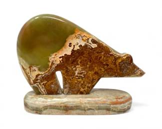 59 HandCarvedOnyxBearSculpturePolishedStoneArt