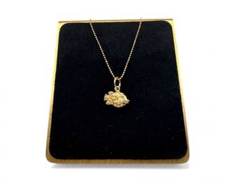 24 14kGoldPufferfishPendantNecklace17Chain382g