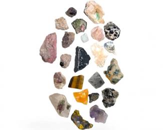 51 MixedMineralCrystalCollectioninDisplayCase13Specimens