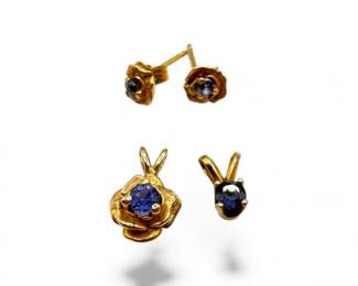 93 14kGoldBlueStoneJewelryLotEarringsPendants192g