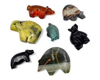 58 ZuniCarvedStoneBearsAmberSerpentineOnyxMore