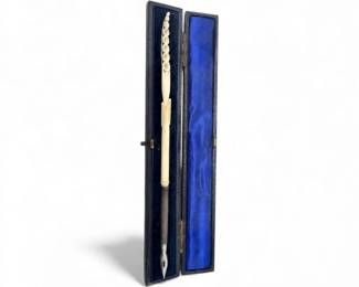 13 AntiqueCarvedIvorySilverDipPenwCasec1880LondonPurchase