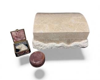 6 FossilStoneJewelryBoxTwoSmallStoneTrinketBoxesCrystal