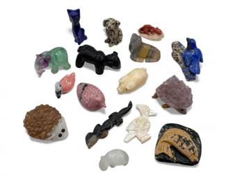 102 16StoneCarvedAnimalsAmethystLapisFluoriteZuniMore