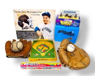 17 VintageBaseballLotGlovesBallsMarinersCaseCardsGames