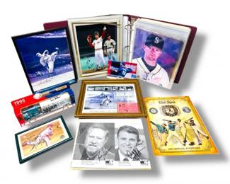 38 SignedBaseballPhotoEphemeraLotFellerRoseLarsenMore