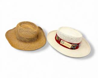51 PeoriaDiamondClubHatwAssortedPinsCountryGentlemanStrawHat