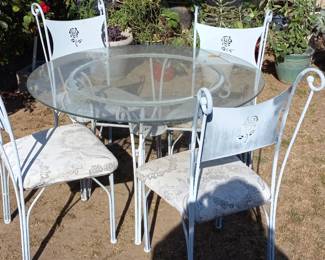 seats need to be recovered. 3 pieces of large round gla     ss sold separtely