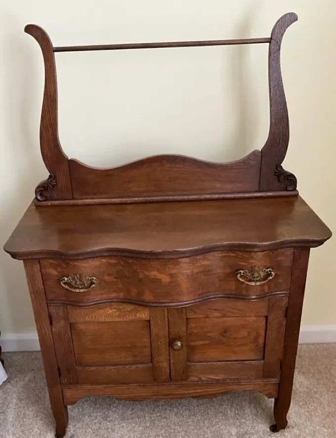 Washstand Bathroom Vanity Cabinet with Towel Rack