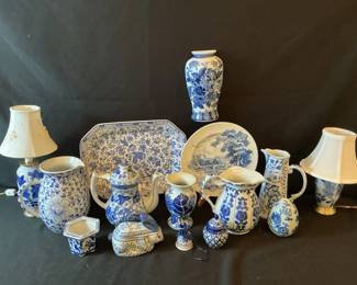 Blue And White Pitchers And Decor 