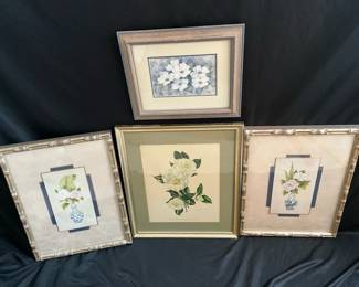 Four Framed Floral Prints