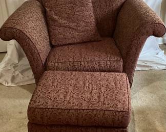 Vintage Red Chair And Ottoman