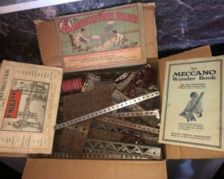 RARE VICTORIAN METAL CHILDRENS ERECTOR BUILDING SET WITH ORIGINAL DOCUMENTATION.