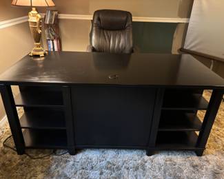 Havertys Black Wood Desk 5 drawer & bookshelves $450.00
69”L 32”w 30”t