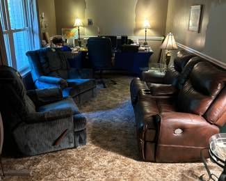 Brown dual electric Love Seat with Console. $600.00
84 w 34 d 40 h