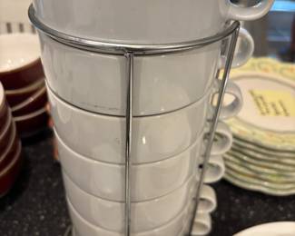 World Market 7 Soup Mugs w stand 
$40.00 set