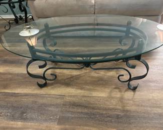 Glass top green metal base coffee table
$ 90.00.    48”w 32”d 18”t