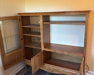 Oak Console/Entertainment Center by “Arbek”  $280.00
61.5”w 17”d 59”t