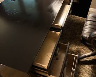 Havertys Black Wood Desk 5 drawer & bookshelves $450.00
69”L 32”w 30”t