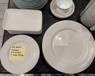 Gibson white 6 Dinner plates 6 salad plates 7 trays $40.00 set