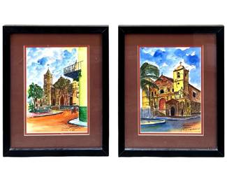 2pc. Vibrant Mixed Media Landscapes
