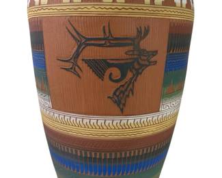 Large Signed Johnny W Navajo Vase

