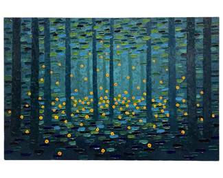 Signed Eaton “Fireflies XXIV" Oil on Board

