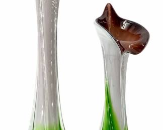 2pc Art Glass Murano Jack in the Pulpit Vases

