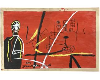 Signed Attributed Basquiat Acrylic on Paper
