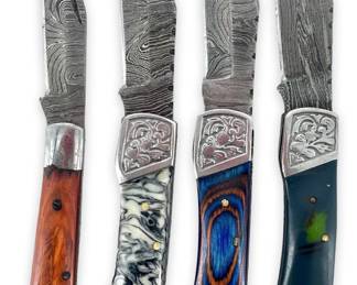 4pc Damascus Folding Knives
