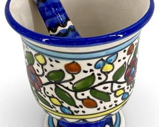 Hand Painted Armenian Ceramic Mortar and Pestle
