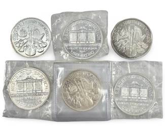 6pc 1oz Austrian Philharmonic Fine Silver Coins
