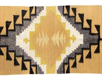 Yellow and Black Hand Woven Navajo Tapestry
