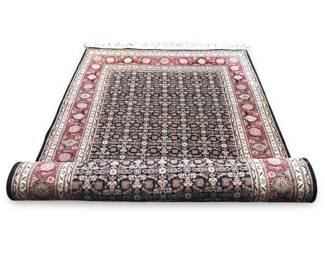 Handmade Bokhara Black & Red Fringe Area Rug
