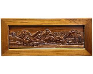 Signed Hand Carved Western Themed Wood Art
