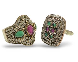 Breathtaking Sterling Silver Ruby Emerald Rings
